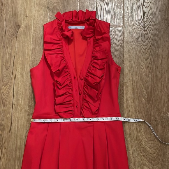 Marc New York Red COCKTAIL DRESS pockets Ruffle V-neck Sz 4 - Picture 8 of 10